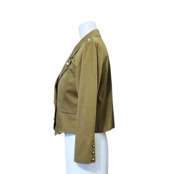 1990s Vintage Designer Olive Military Style Cropped Jacket By Nipon Unworn - Picture 4 of 8